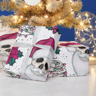 Cadeau Papier d'enveloppement de Noël père Noël Skull