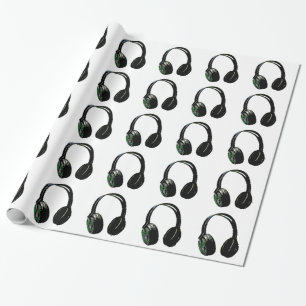 Cadeau Papier d'enveloppement de Noël Pop Art Headphone