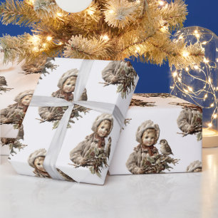 Cadeau Papier d'enveloppement de Noël pour enfant antique