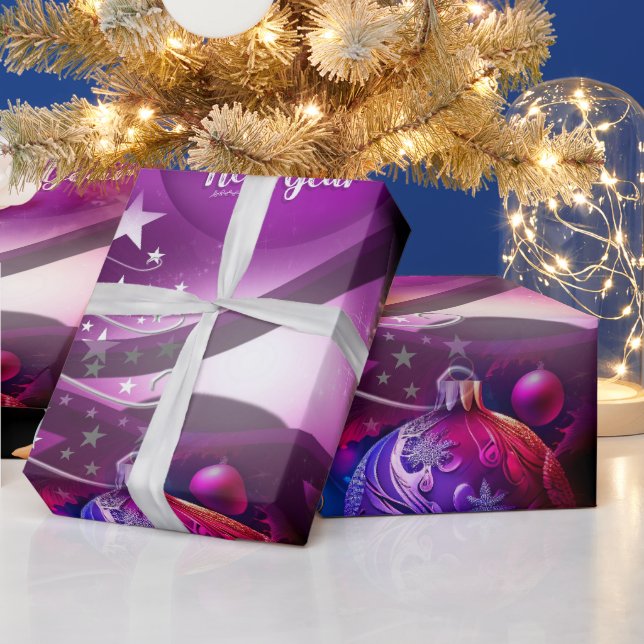 Cadeau Papier d'enveloppement de Noël pourpre (Vacances)