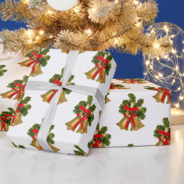 Cadeau Papier d'enveloppement de Noël rétro de cloches d'