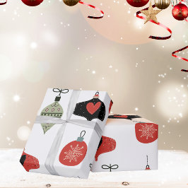 Cadeau Papier d'enveloppement de Noël rétro du milieu du 