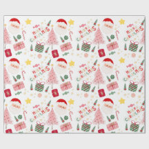 Papier d'enveloppement de Noël rose et rouge