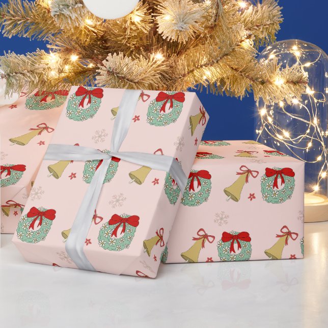 Cadeau Papier d'enveloppement de Noël rose Festive (Vacances)