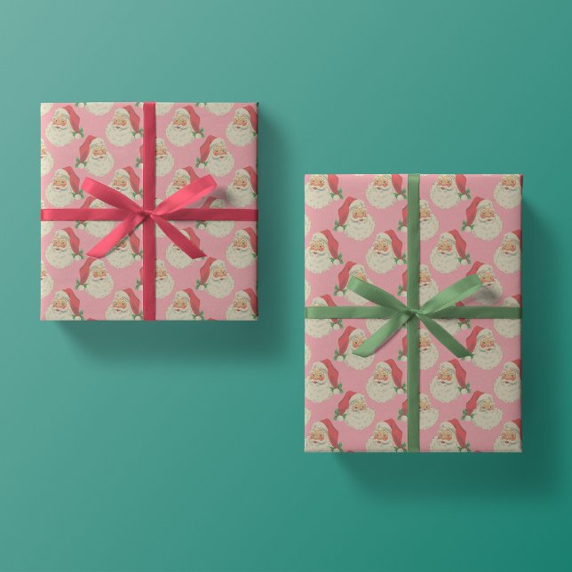 Cadeau Papier d'enveloppement de Noël rose rétro (Créateur téléchargé)