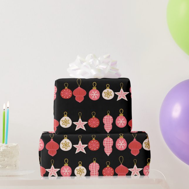 Cadeau Papier d'enveloppement de Noël rose, rouge et or (Cadeaux de fête)