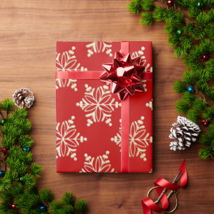 Cadeau Papier d'enveloppement de Noël rouge et or