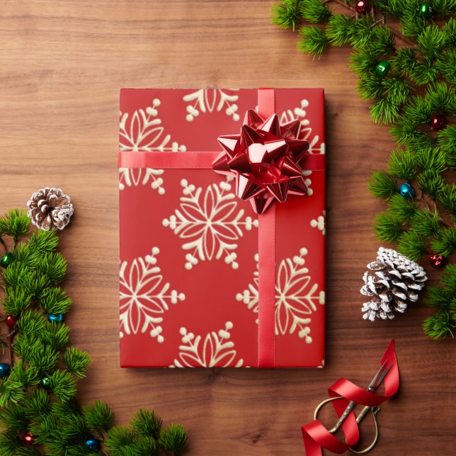 Cadeau Papier d'enveloppement de Noël rouge et or (Cadeau de vacances)