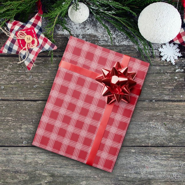 Cadeau Papier d'enveloppement de Noël Rouge Plaid (Créateur téléchargé)