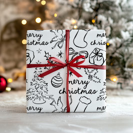 Cadeau Papier d'enveloppement de Noël tiré à la main