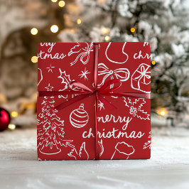 Cadeau Papier d'enveloppement de Noël tiré à la main