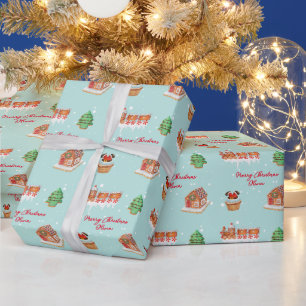 Cadeau Papier d'enveloppement de Noël Turquoise personnal