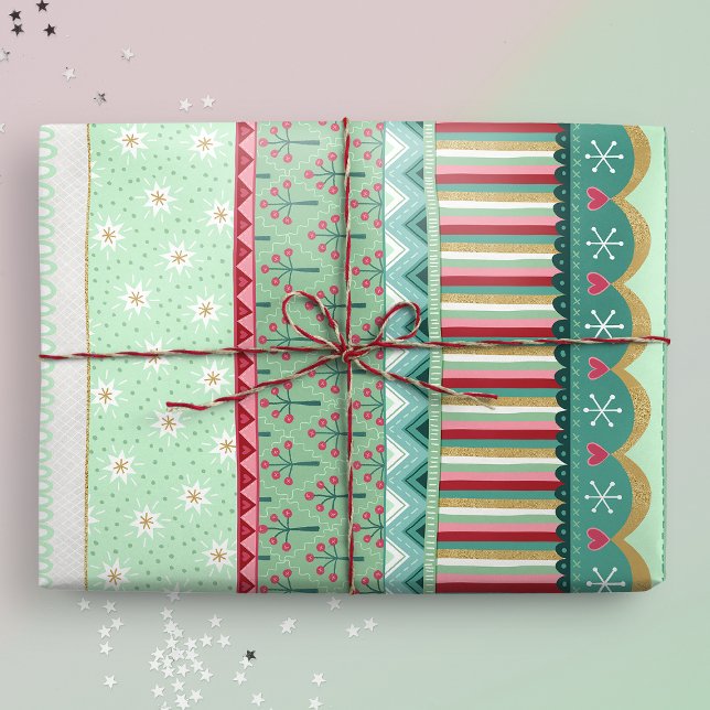 Cadeau Papier d'enveloppement de Noël vert Joyeux (Gift mockup)