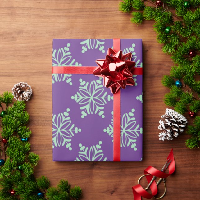 Cadeau Papier d'enveloppement de Noël violet et flocon de (Cadeau de vacances)