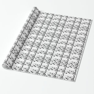 Cadeau Papier d'enveloppement de notes musicales