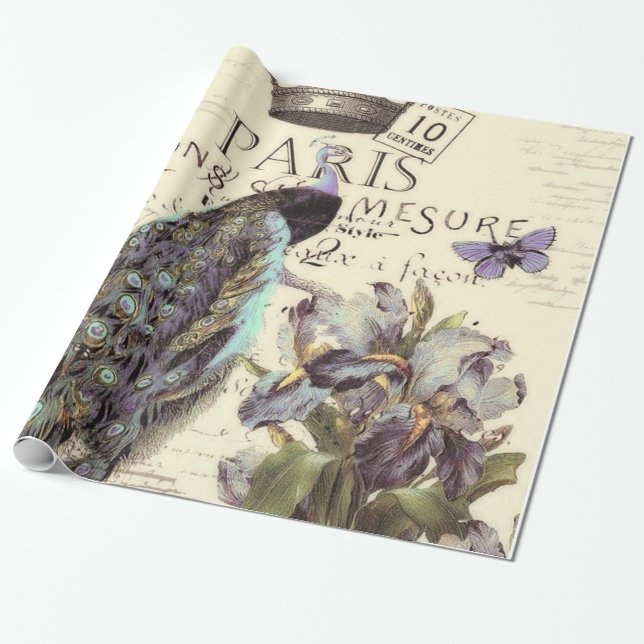 Cadeau Papier d'enveloppement de paon Royal Paris (Déroulé)