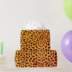 Cadeau Papier d'enveloppement de peau de léopard orange