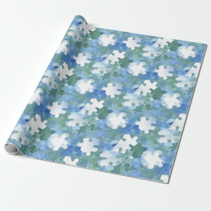 Cadeau Papier d'enveloppement de pièce de puzzle en bleu 