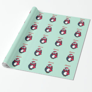 Cadeau Papier d'enveloppement de pingouin personnalisé