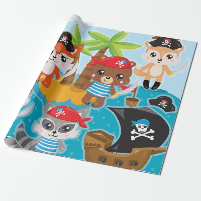 Cadeau Papier d'enveloppement de pirates pour l'équipage  (Déroulé)