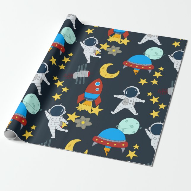 Cadeau Papier d'enveloppement de planète pour astronautes (Déroulé)