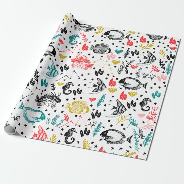 Cadeau Papier d'enveloppement de poissons tropicaux (Déroulé)