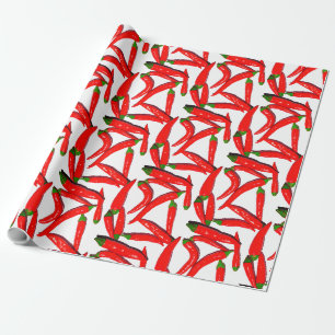 Cadeau Papier d'enveloppement de poivrons rouges chauds