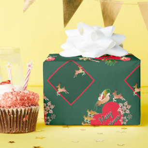 Cadeau Papier d'enveloppement de rennes Père Noël de Noël