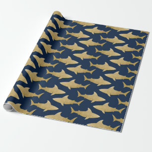 Cadeau Papier d'enveloppement de requin d'or