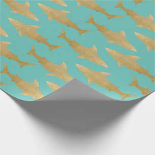 Cadeau Papier d'enveloppement de requin d'or