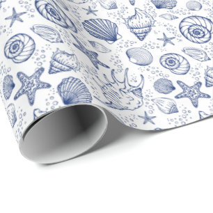 Cadeau Papier d'enveloppement de séchoir bleu et blanc