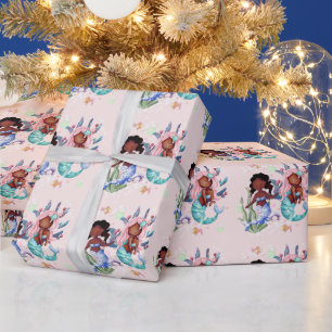 Cadeau Papier d'enveloppement de sirène afro-américaine