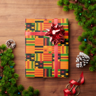 Cadeau Papier d'enveloppement de style Tribal Kente conte