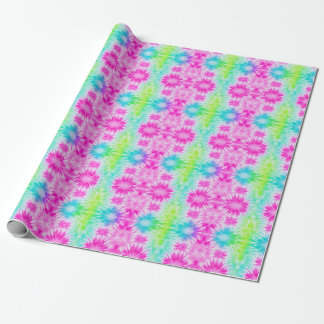 Cadeau Papier d'enveloppement de teinture rose bleu et ve