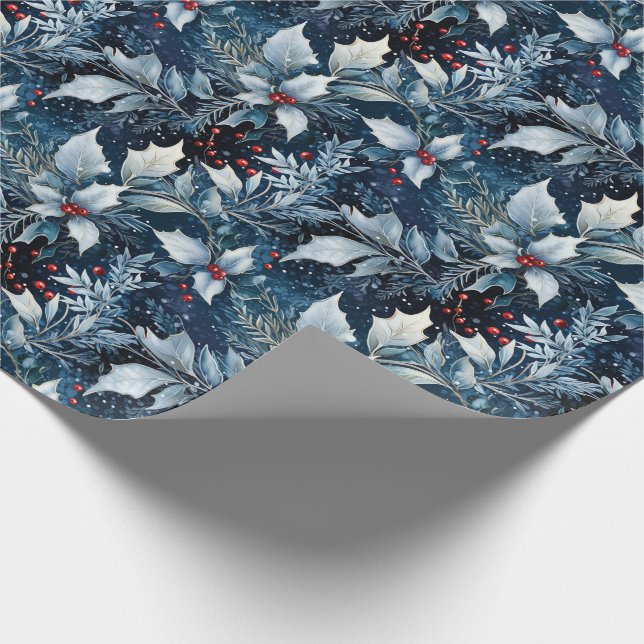 Cadeau Papier d'enveloppement de vacances Bleu Frosted Ho (Coin)
