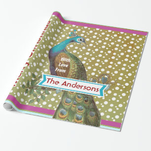 Cadeau Papier d'enveloppement de vacances Peacock personn