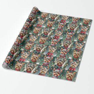 Cadeau Papier d'enveloppement de Yorkie de Noël