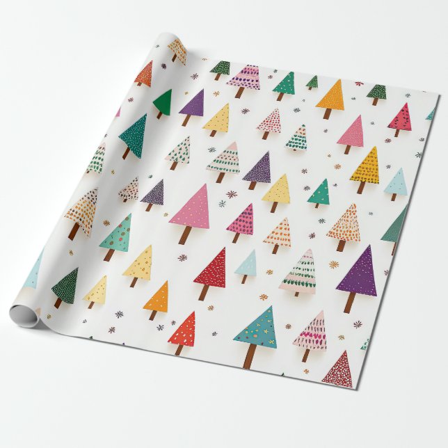 Cadeau Papier d'enveloppement des arbres de Noël rétro (Déroulé)