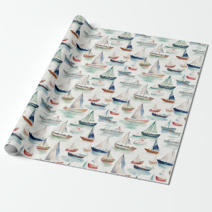 Cadeau Papier d'enveloppement des bateaux aquarelles