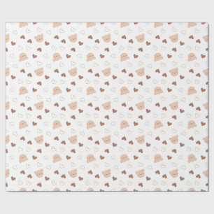 Cadeau Papier d'enveloppement des coeurs d'ours en peluch
