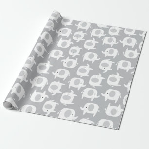 Cadeau Papier d'enveloppement des éléphants gris et bla