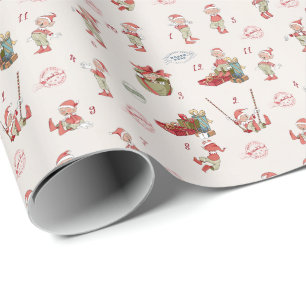 Cadeau Papier d'enveloppement des elfes de Noël du Père N