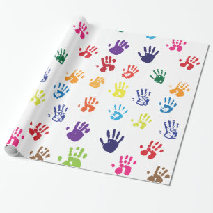 Cadeau Papier d'enveloppement des empreintes de main