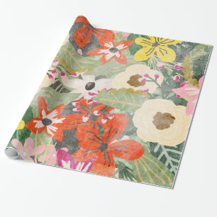 Cadeau Papier d'enveloppement des fleurs de jungle
