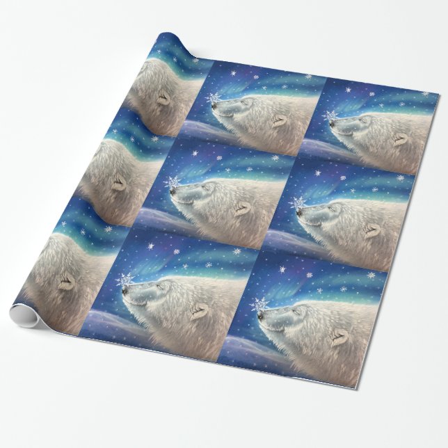 Cadeau Papier d'enveloppement des flocons de neige d'ours (Déroulé)