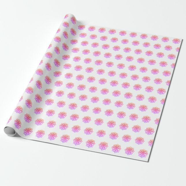 Cadeau Papier d'enveloppement des flocons de neige roses (Déroulé)