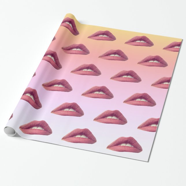 Cadeau Papier d'enveloppement des lèvres roses (Déroulé)