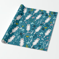 Papier d'enveloppement des loutres mignonnes