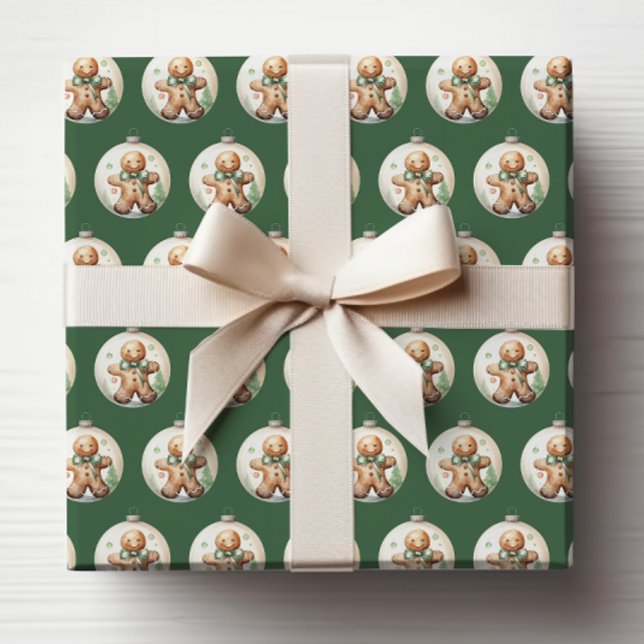 Cadeau Papier d'enveloppement des ornements de Noël verts (Green Christmas Ornaments Wrapping Paper
)