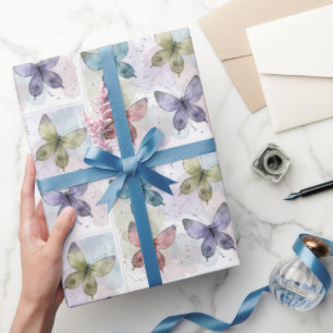 Cadeau Papier d'enveloppement des papillons aquarelle